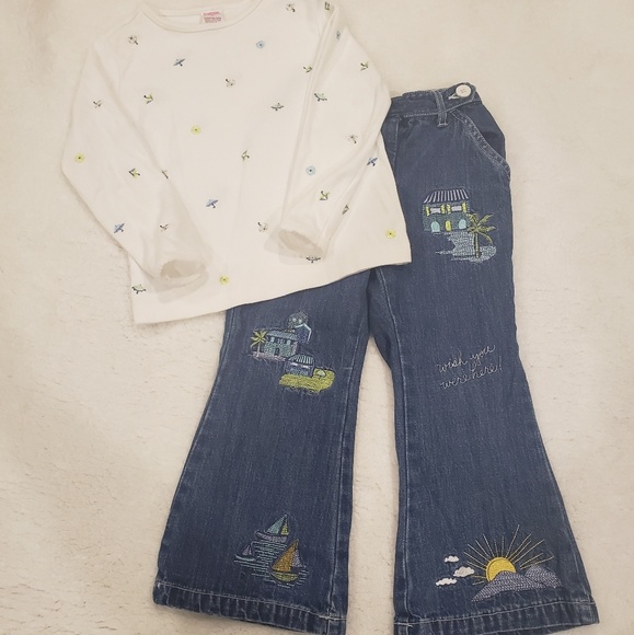 NWT Girls 2pc Gymboree Girl /& Dog Top /& Striped Shorts Outfit sz 5//6 6